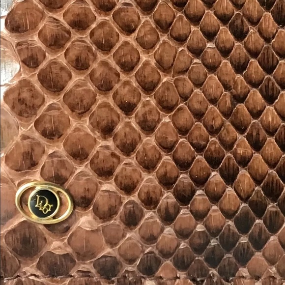 70s Christian Dior Brown Genuine Snakeskin Handbag - Picture 5 of 8